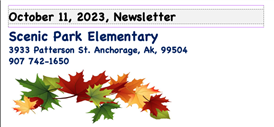  October 2023 Newsletter Headline with leaves